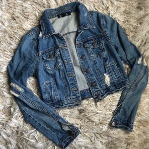 Distressed f21 jean jacket